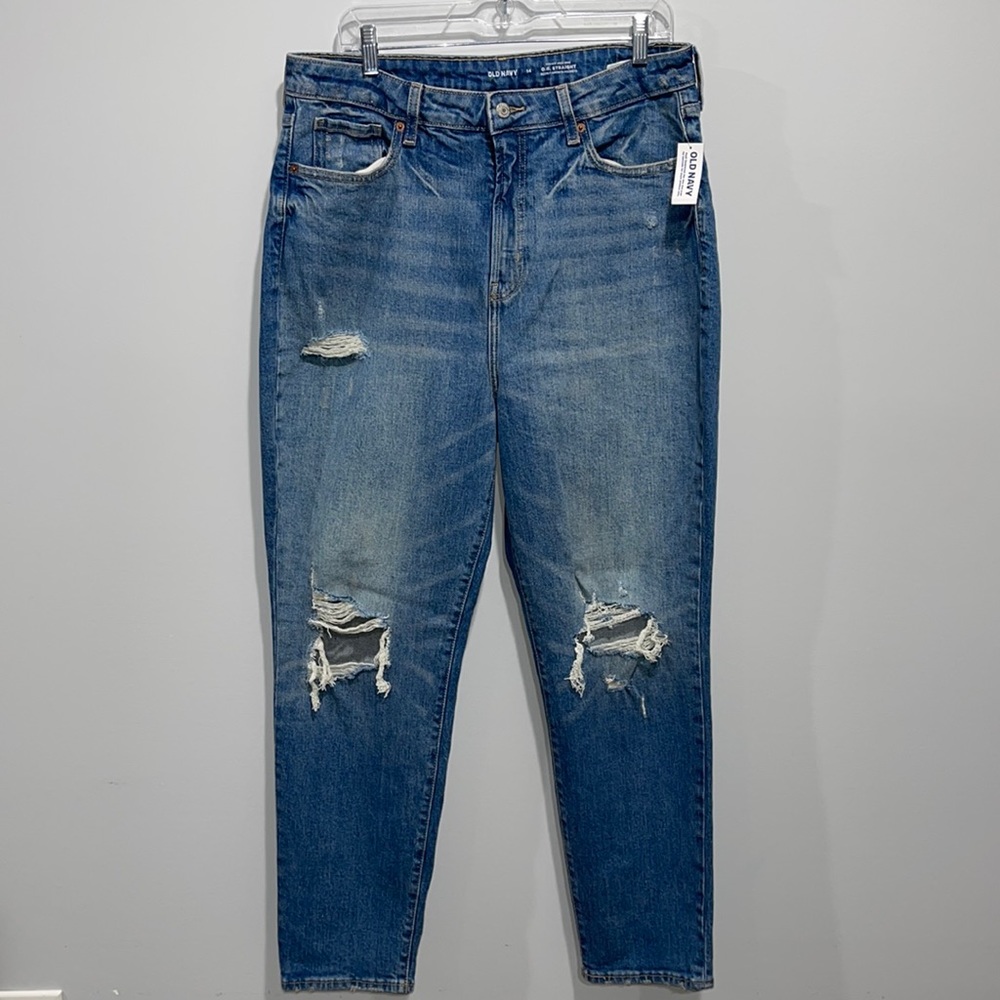 Old Navy High-Waisted OG Straight Ripped Jeans Women’s size 14 NEW